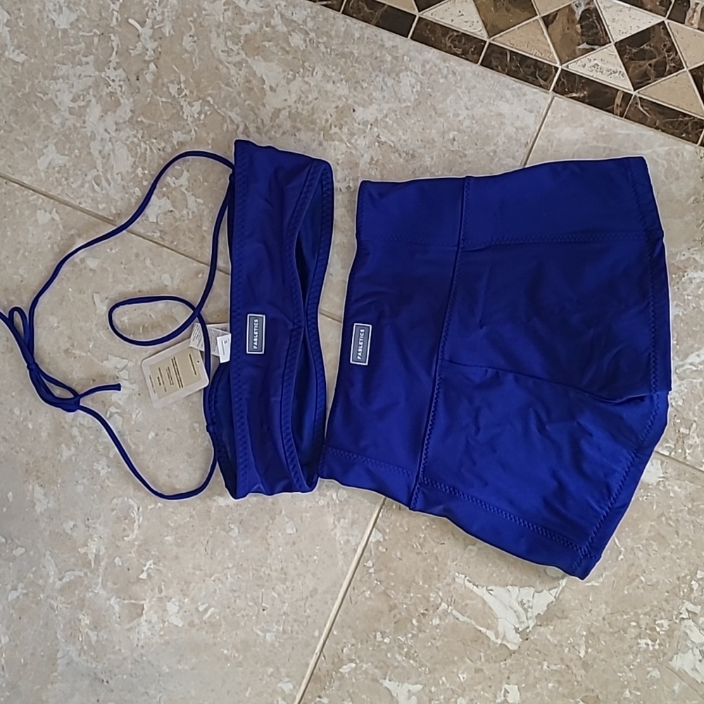 Fabletics Women's 2 pc Blue Swimsuit Small - Picture 2 of 4
